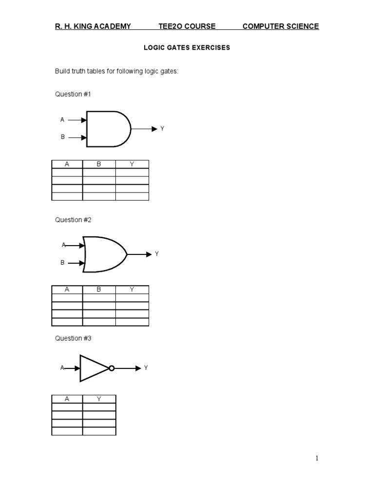 Boolean Algebra And Logic Gates Exercises With Answers