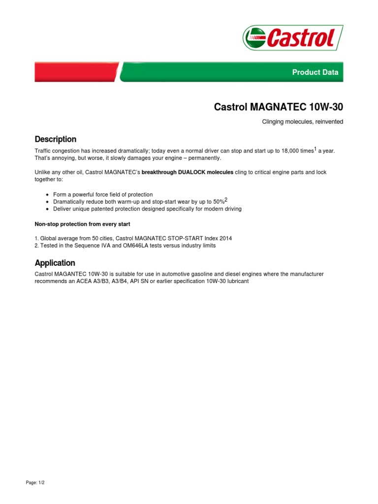 Ficha Aceite Castrol | PDF | Motor Oil