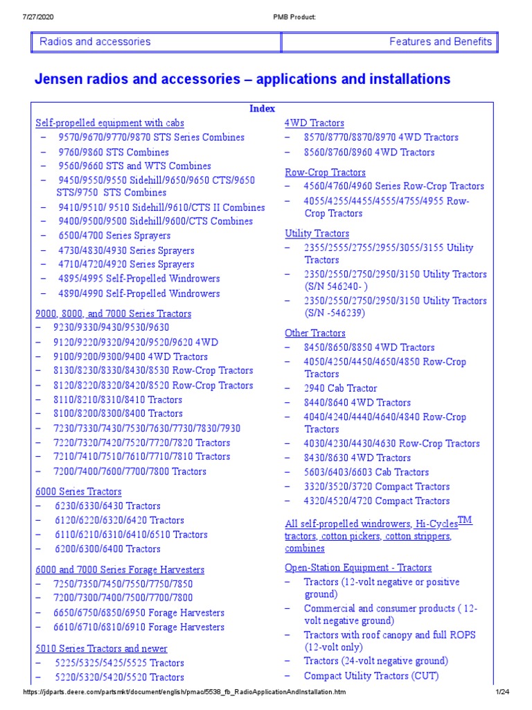 John Deere Radio Harness Guide PDF Tractor Electrical Connector