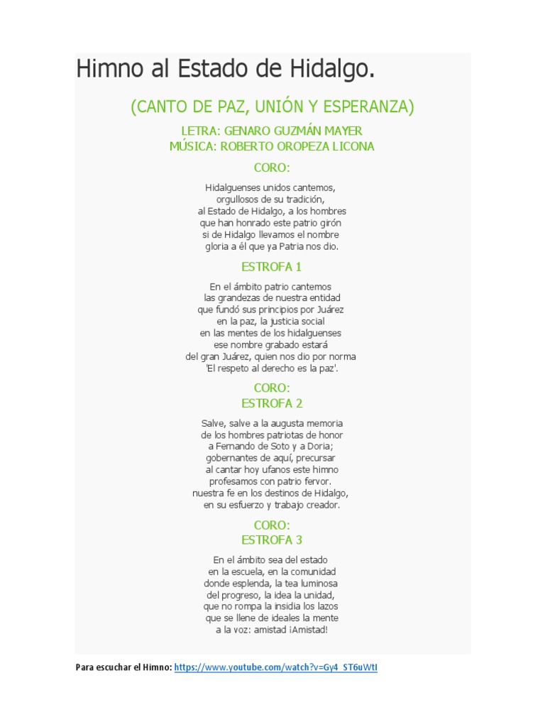 Himno Al Estado de Hidalgo PDF