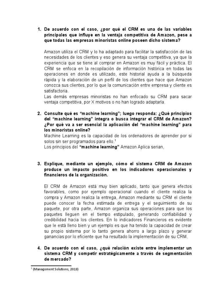 Caso de Amazone | PDF | Gestión de la relación con el cliente | Business