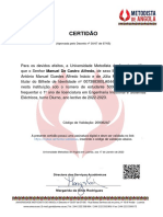 Certificado de Matrícula UMA Engenharia Industrial 2023