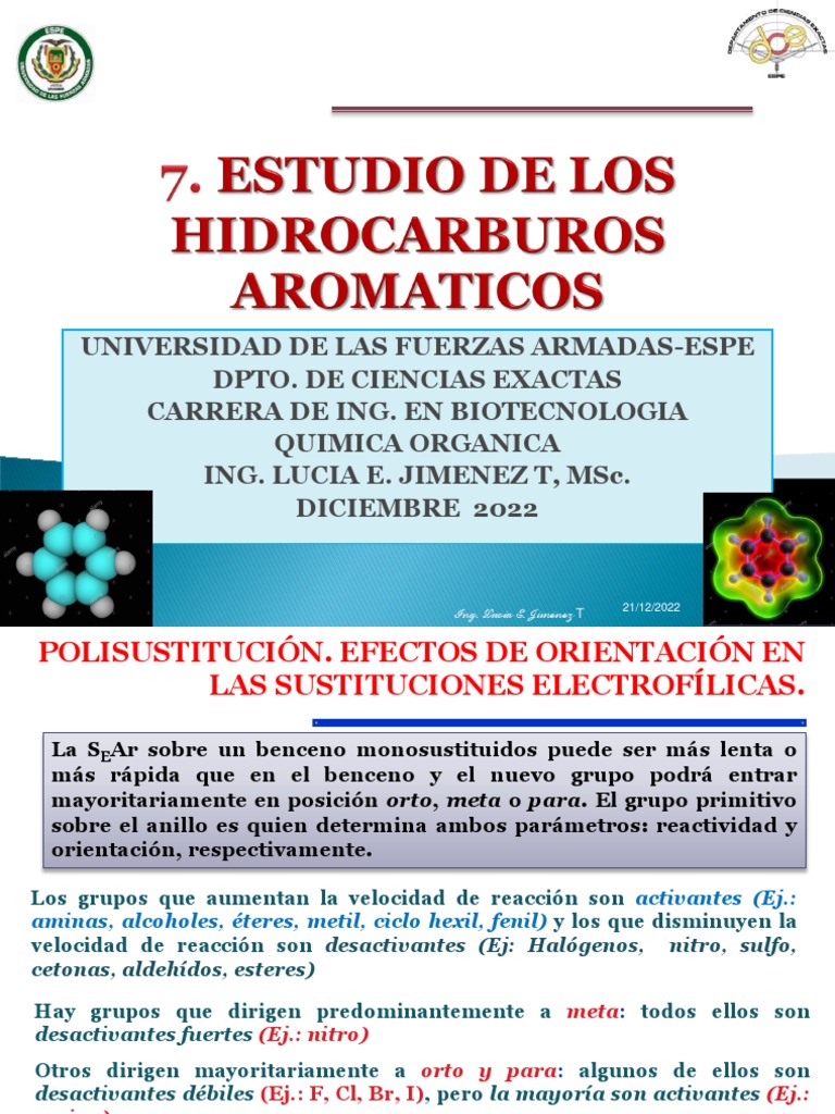 CLASES Nro. 9 ESTUDIO DE LOS COMPUESTOS AROMATICOS-AROMATICOS ...