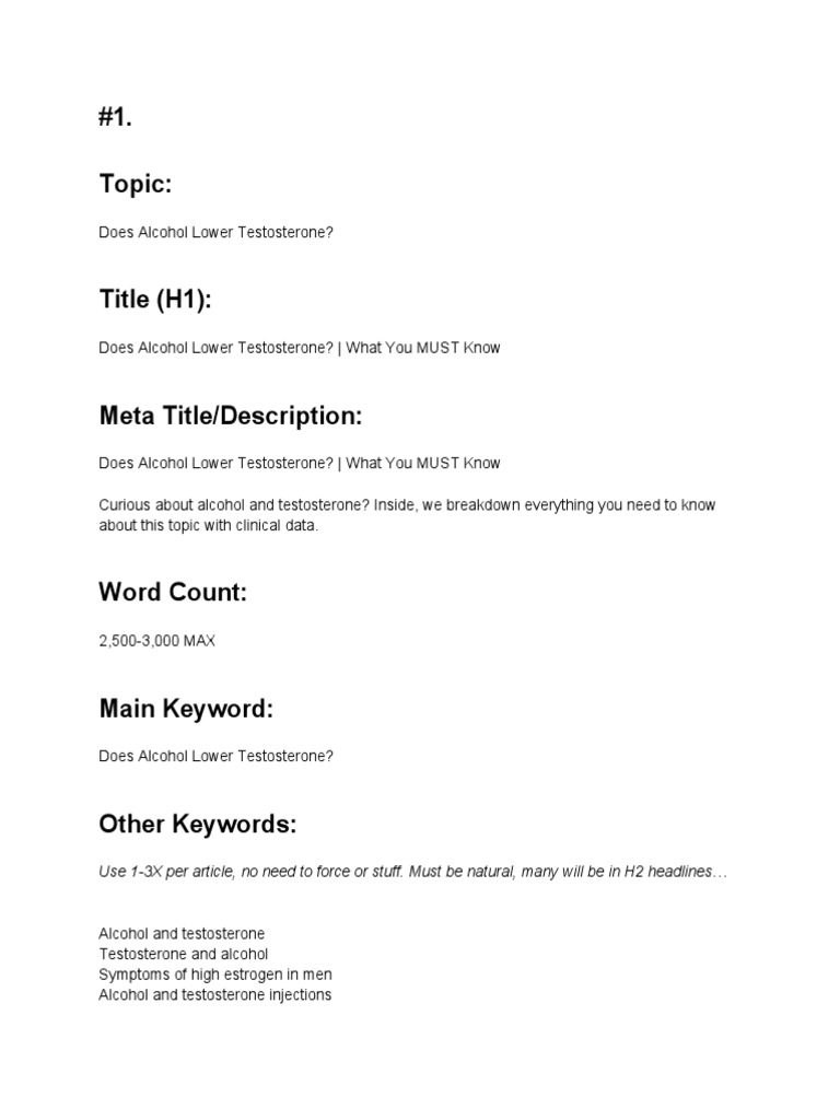 2draft Does Alcohol Lower Testosterone PDF Alcoholic Drinks