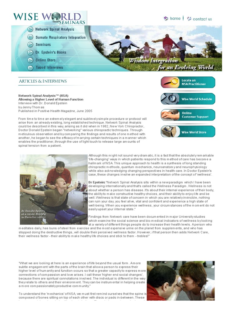 Article About Network Spinal Analysis (NSA) | PDF | Spinal Cord ...