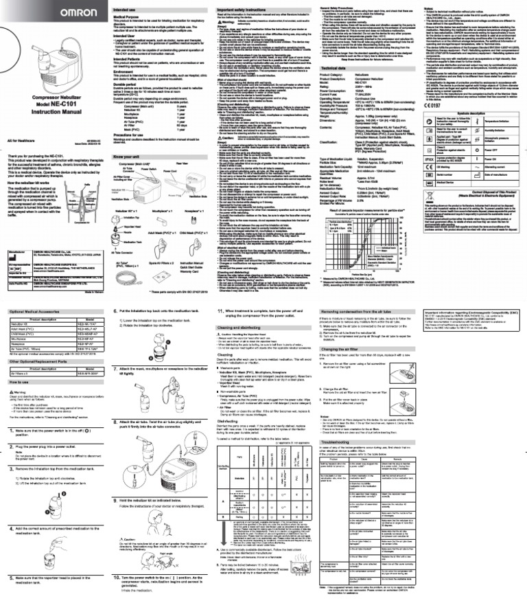 NE-C101 Nebulizer Manual Guide | PDF | Humidity
