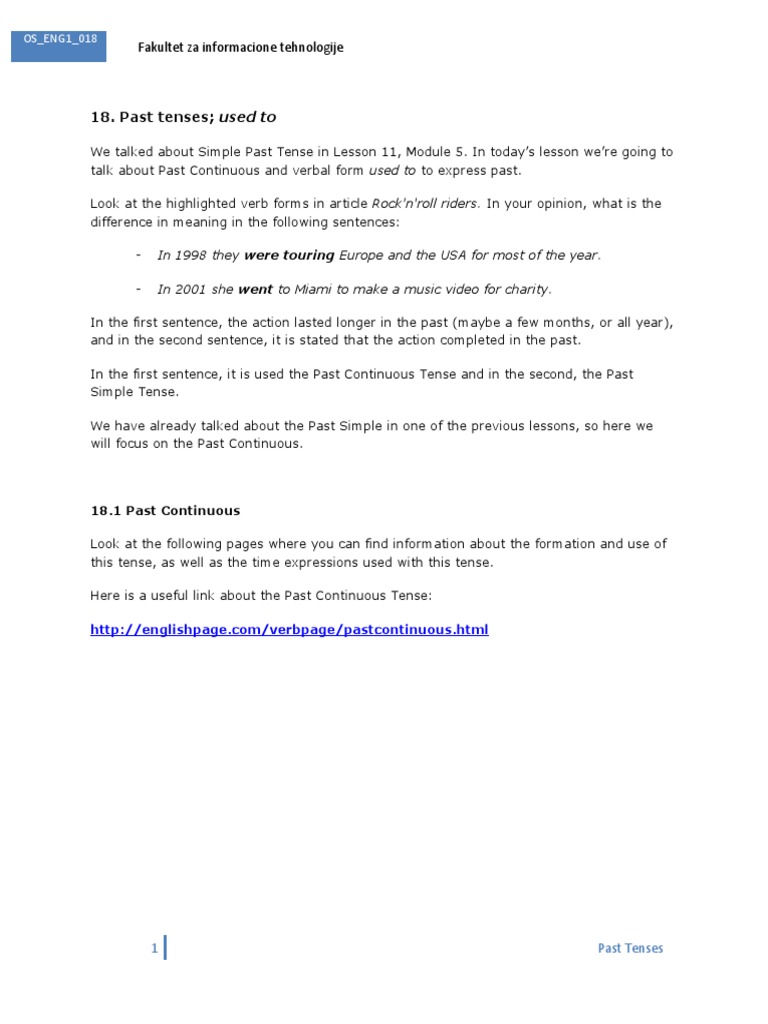 Past Tenses | PDF | Grammatical Tense | Languages