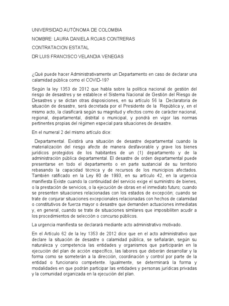 Qu puede hacer administrativamente un departamento en caso de declarar
