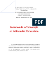 Impacto de La Tecnologia en La Sociedad Venezolana