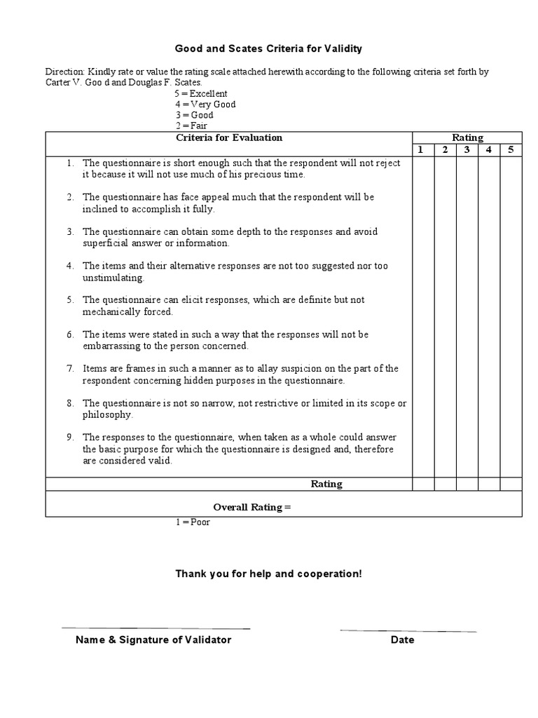 Good and Scates Criteria For Validity PDF