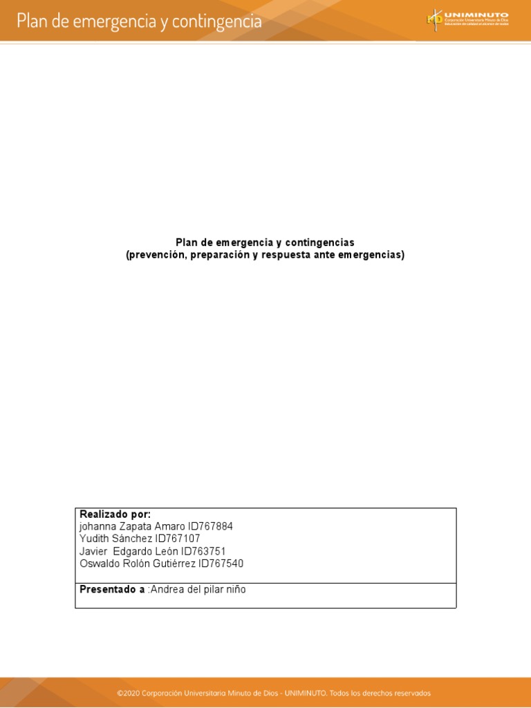 Plan de Emergencia y Contingencias Empresarial | PDF | Seguridad y ...