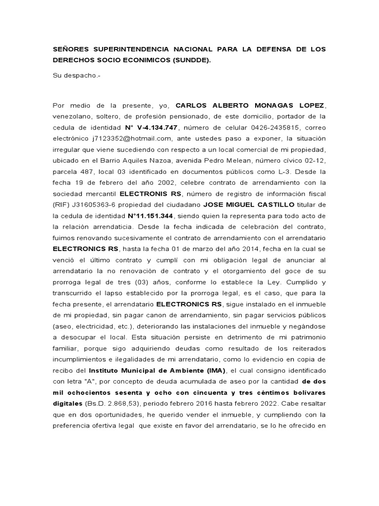 Carta Explicativa Sundde | PDF