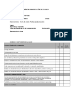 Guía de observación de clases: Asignatura, docente y escuela