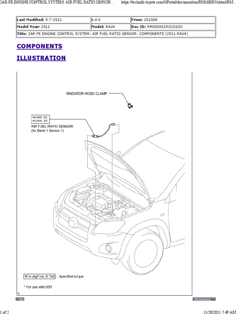 2ar-Fe Engine Control System - Air Fuel Ratio Sensor - Components (2011 ...