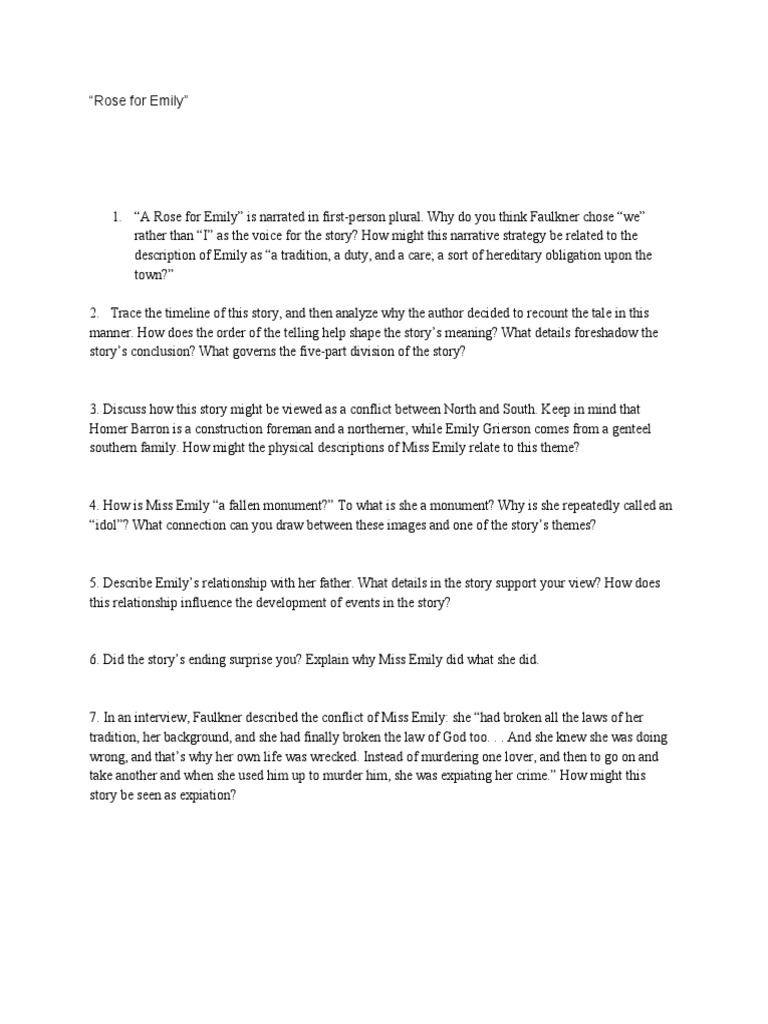 "Rose For Emily" Discussion PDF