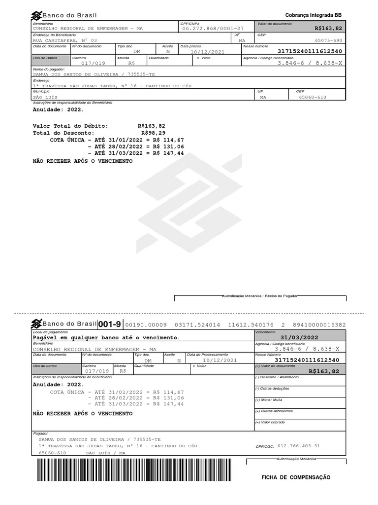 Boleto Coren 2022 | PDF | Business | Tecnologia financeira