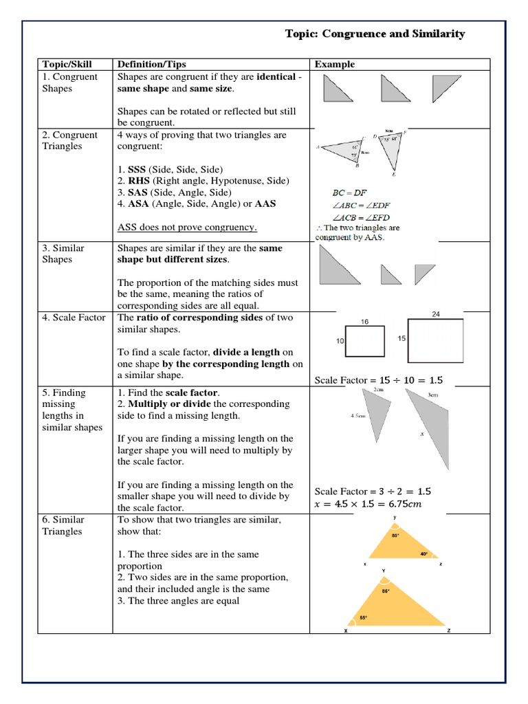 Maths Y9 Congruence and Similarity | PDF