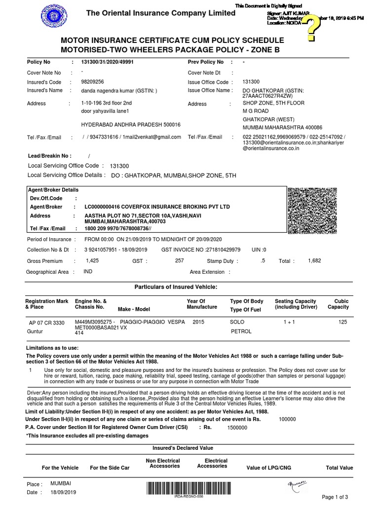 the-oriental-insurance-company-limited-particulars-of-insured-vehicle