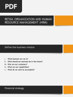 Retail Organization and Human Resource Management (HRM)