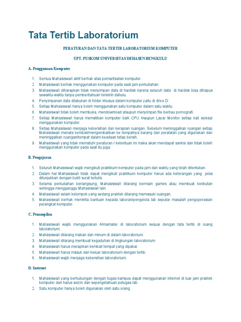 LABORATORY RULES AND REGULATIONS PDF