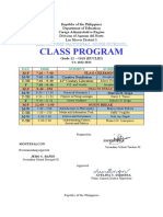 Class and Teacher's Program