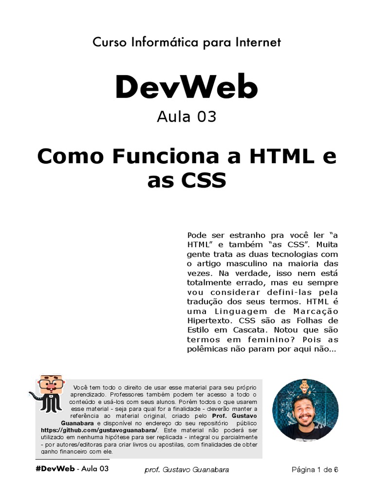 Introdução aos fundamentos de HTML, CSS e JavaScript | PDF | Html ...