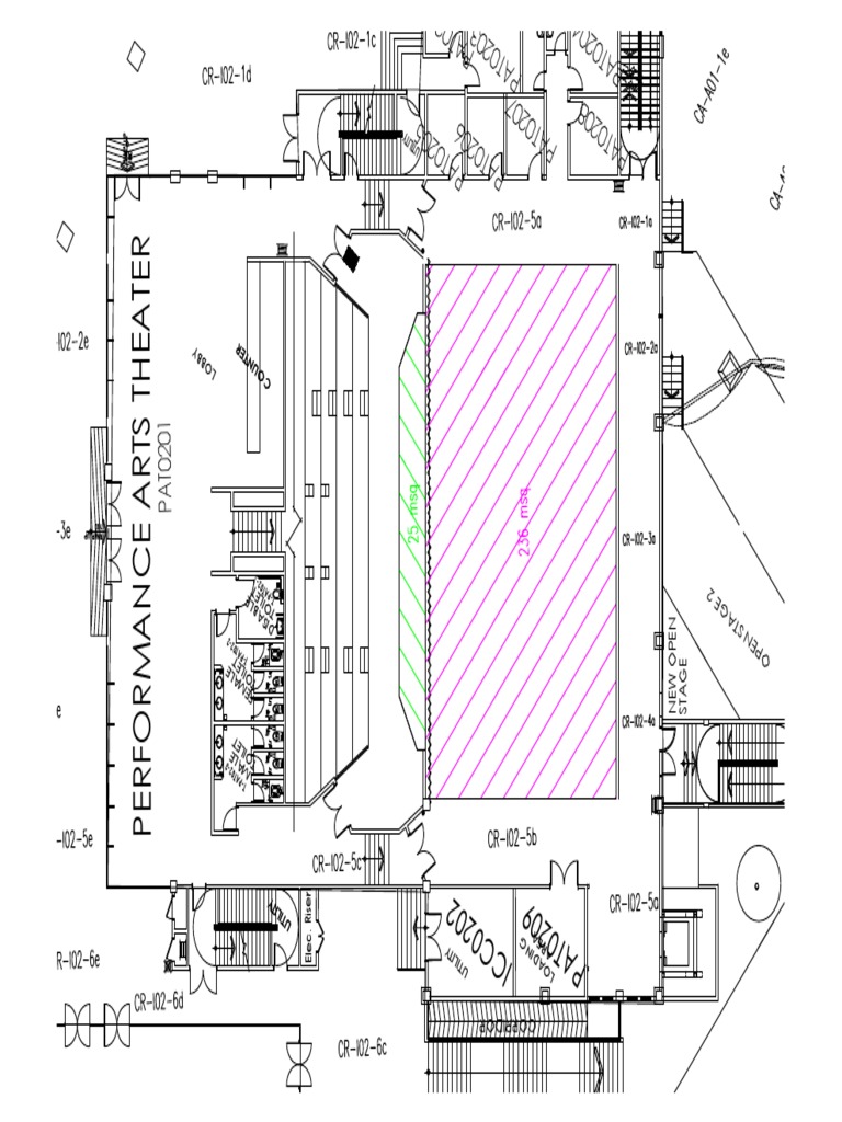Floor Plan for Performance Arts Theater Showing Electrical Risers and ...