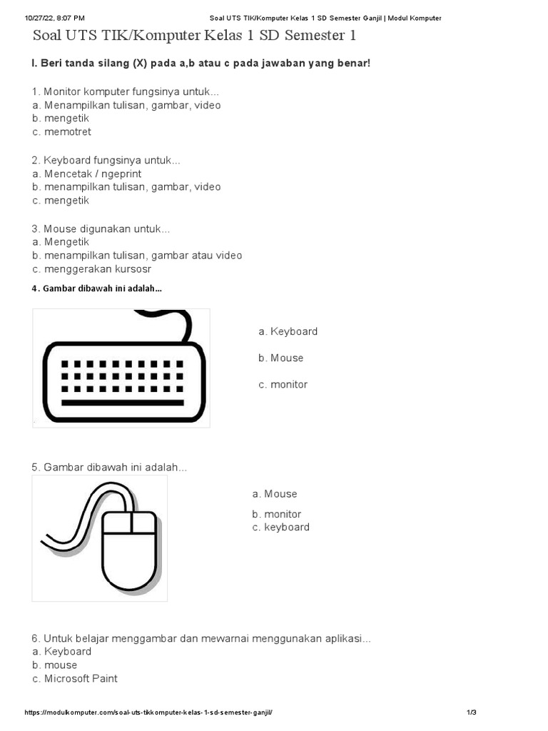 Menguasai Teknologi Sejak Dini: Panduan Lengkap Download Soal TIK Kelas 1 Semester 2