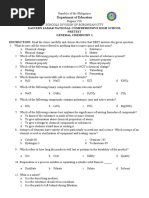 Midyear Assessment General Chemistry 1