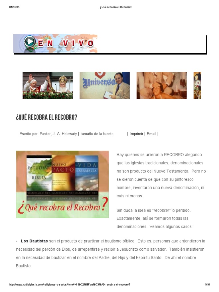 Significado del Recobro en la Iglesia | PDF | Pablo el apóstol | Biblia