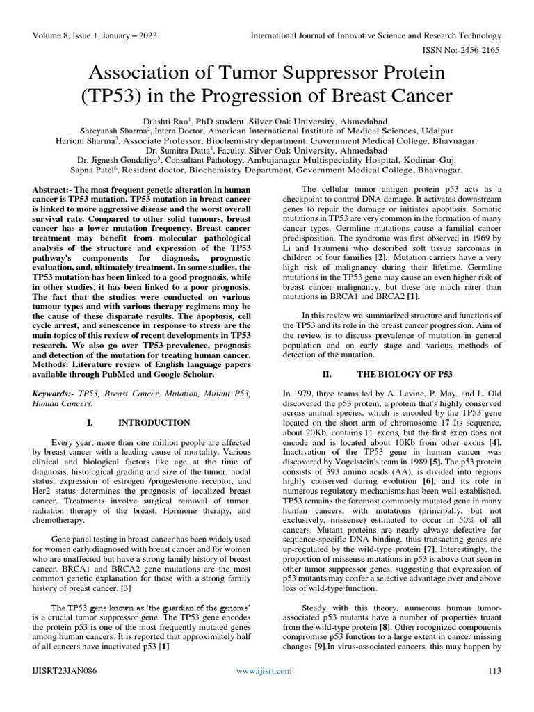 TP53 Role in Breast Cancer Progression | PDF | P53 | Cancer