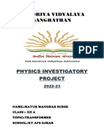 KV Sangathan student project on transformer