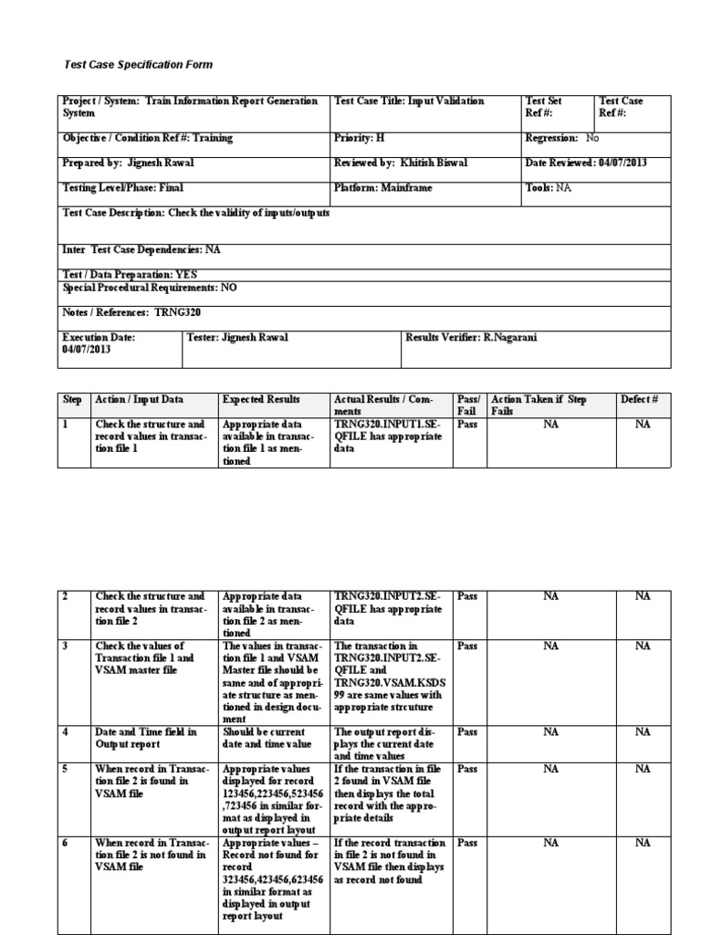 Test Case1 Jignesh TRNG320 PDF Systems Engineering Computer