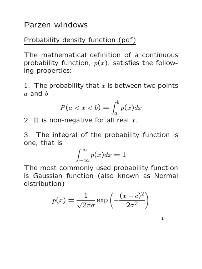 Parzen Windowing | PDF | Normal Distribution | Estimation Theory