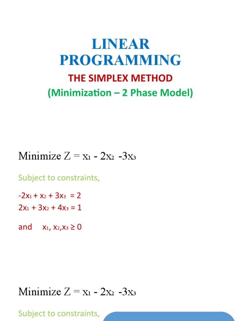 Simplex Method for Linear Programming | PDF | Linear Programming ...