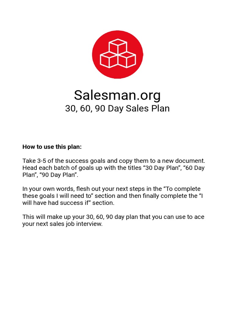 30-60-90 Day Sales Plan Guide | PDF | Sales | Business Process