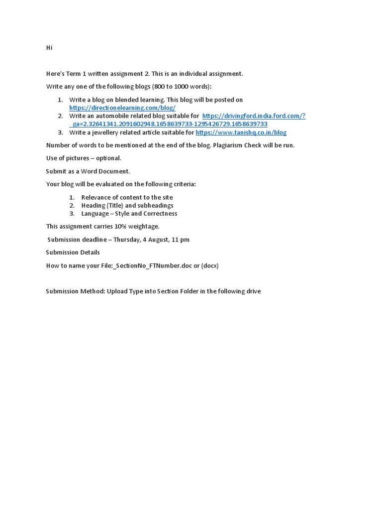 Blog Writing Assignment Guide | PDF | Computers