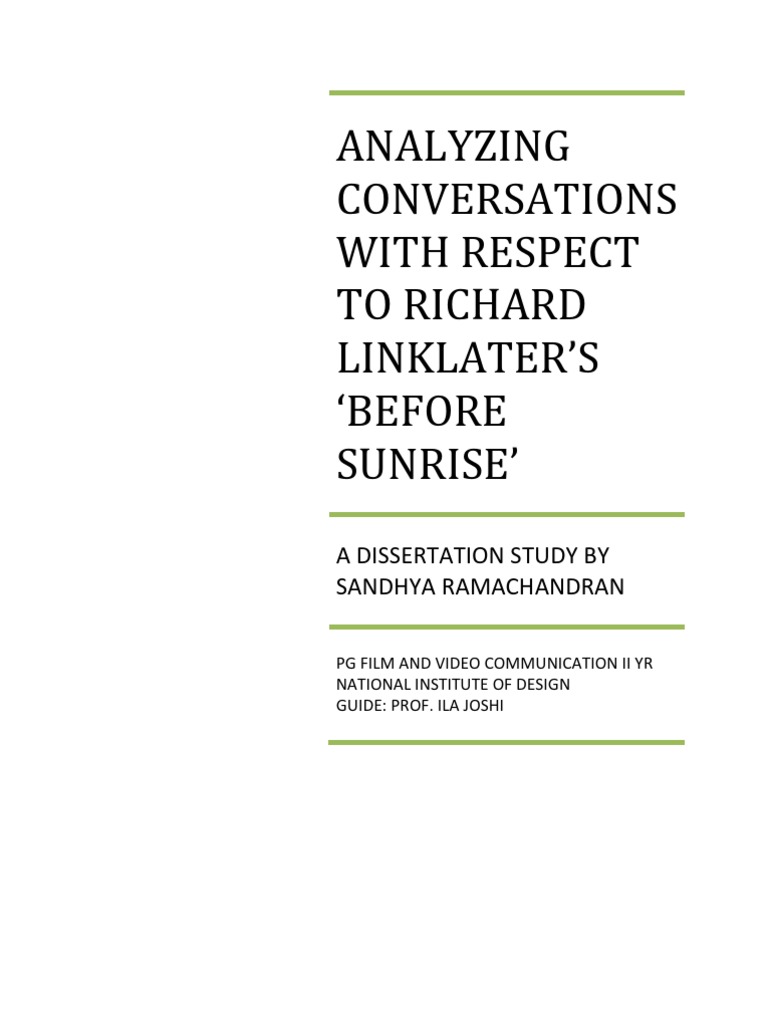 Analyzing Conversations With Respect To Richard Linklater's Before