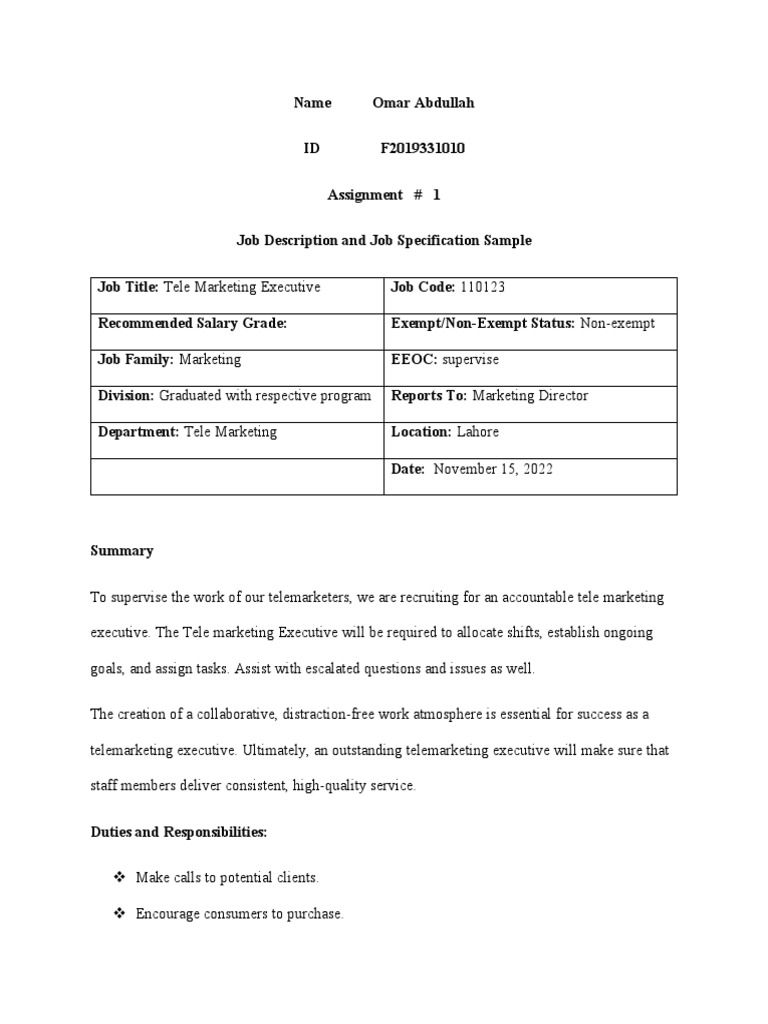 Example of jd js pdf marketing sales