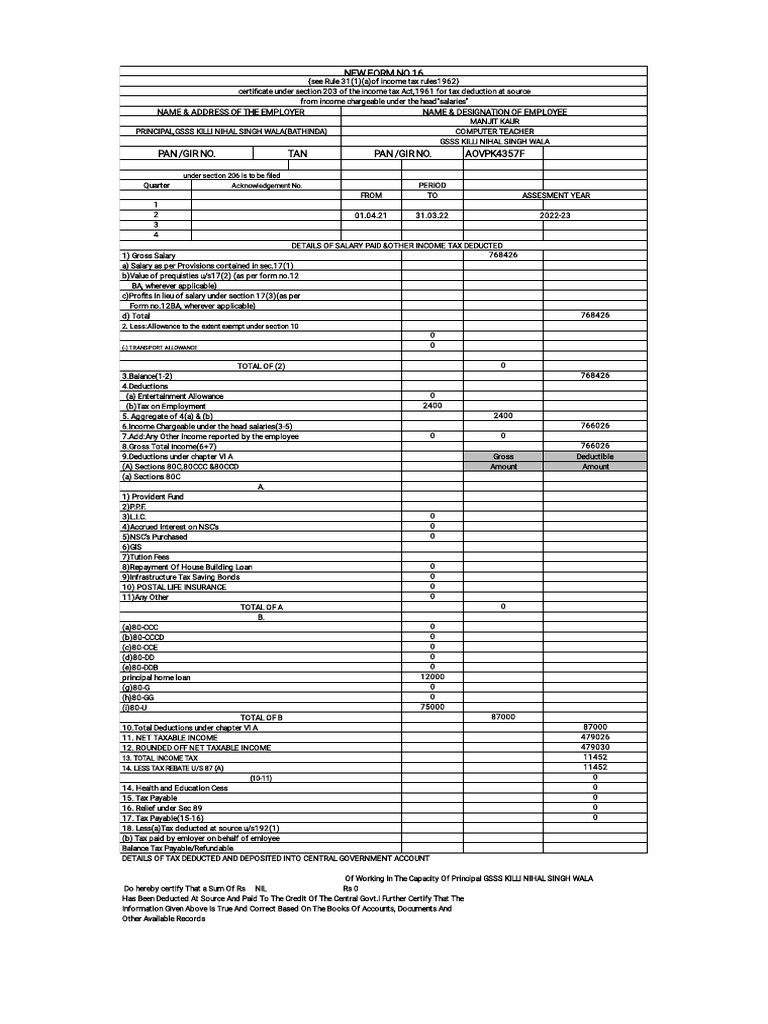 What Is Form 16 Salary Certificate