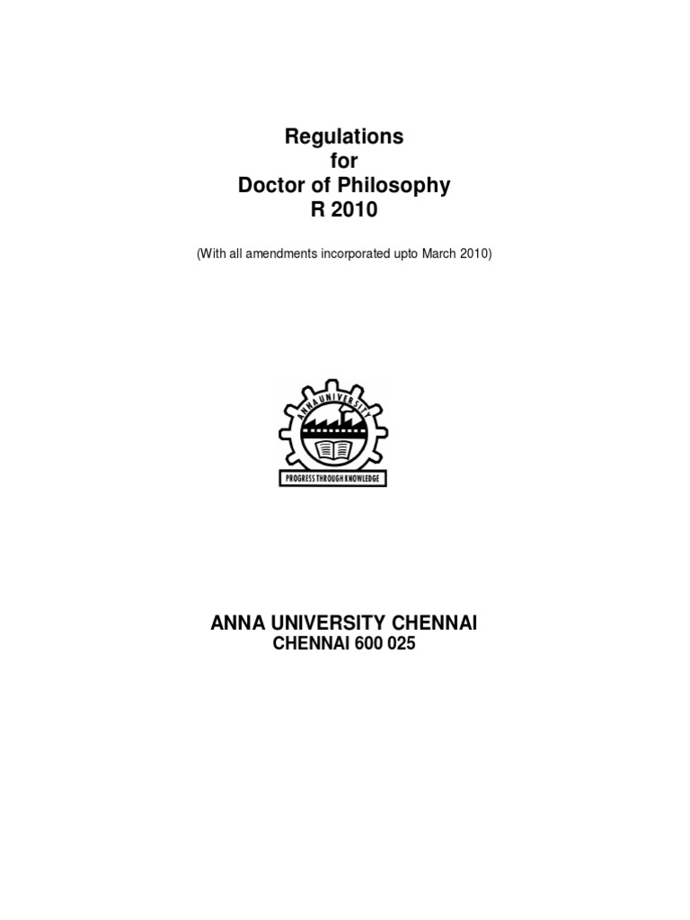 PhDRegulations 2010 | PDF | Thesis | Doctor Of Philosophy