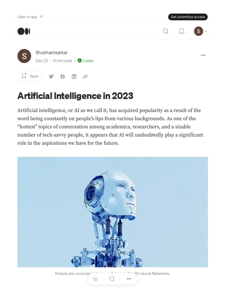 Artificial Intelligence in 2023. Artificial Intelligence, or AI | PDF ...