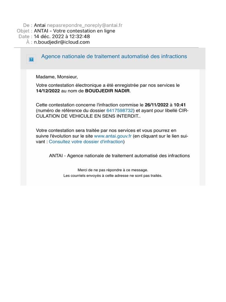 ANTAI - Votre Contestation en Ligne | PDF | Finance et gestion monétaire