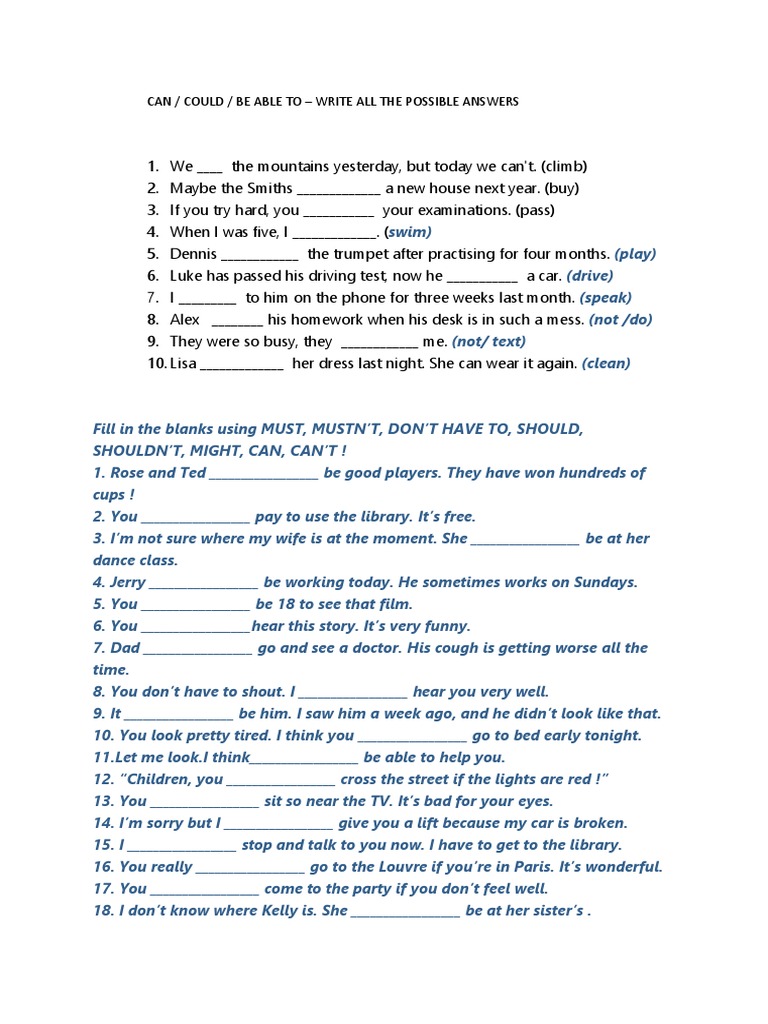 Modal Verbs Exercises for 4 ESO | PDF | Language Arts & Discipline