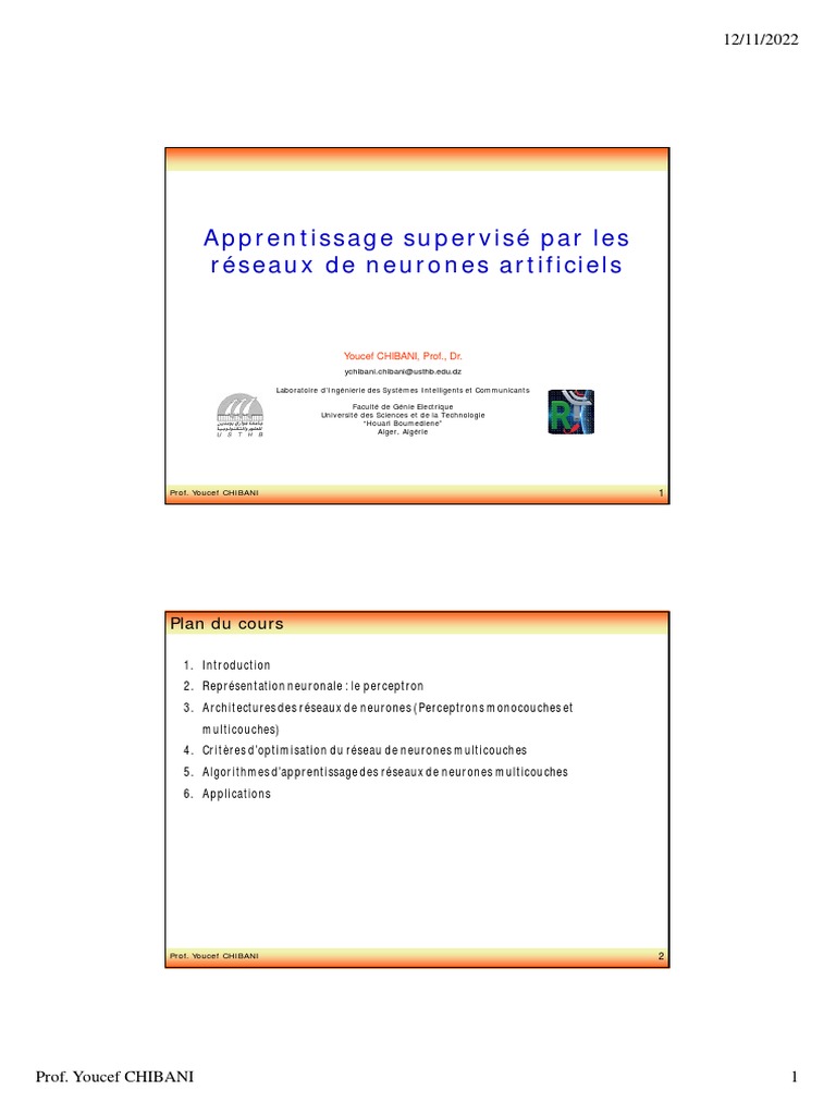 Réseaux de neurones artificiels : Cours complet | PDF | Réseau de ...