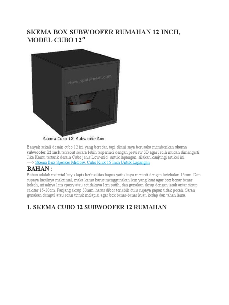 Skema Box Subwoofer Rumahan 12 Inch PDF