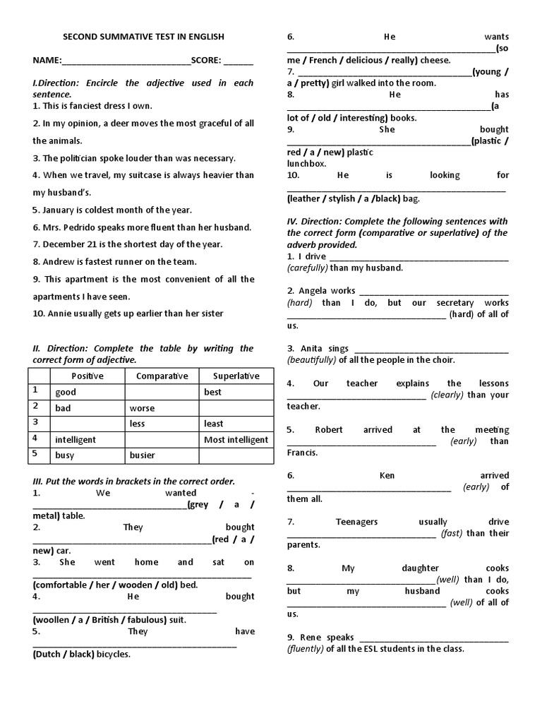 Example Of Essay Test In English