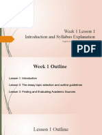 Week 1 Lesson 1 Introduction and Syllabus Explanation