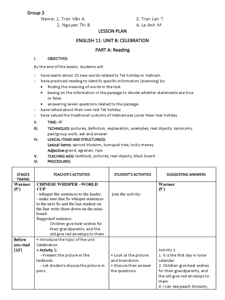 Sample Lesson Plan - Reading | PDF | Language Arts & Discipline