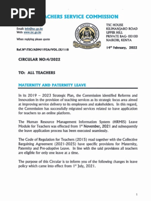 Circular On Paternity and Maternity Leave | PDF